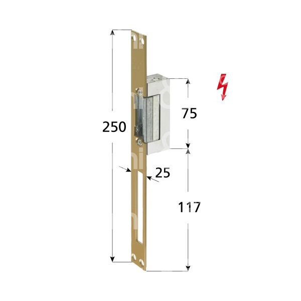Yale 67f0508 incontro elettrico da incasso con fermo ambidestra 12v mm 75 x 28 x 20 con frontale con antiripetitore