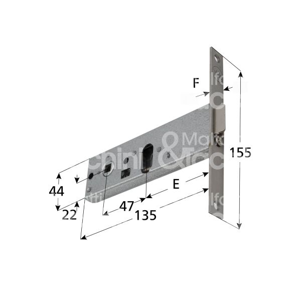 Yale 8700058080 serratura infilare per fasce 1 mandate cilindro ovale 58 laterale scrocco con mandata