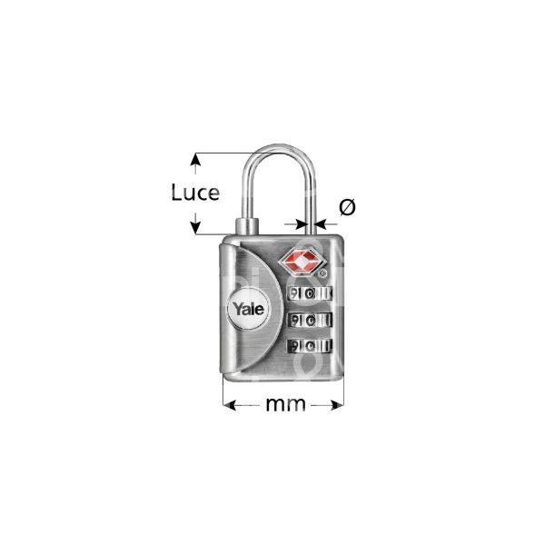 Yale ytp1 lucchetto ad arco mm 32 chiave tsa cifratura kd