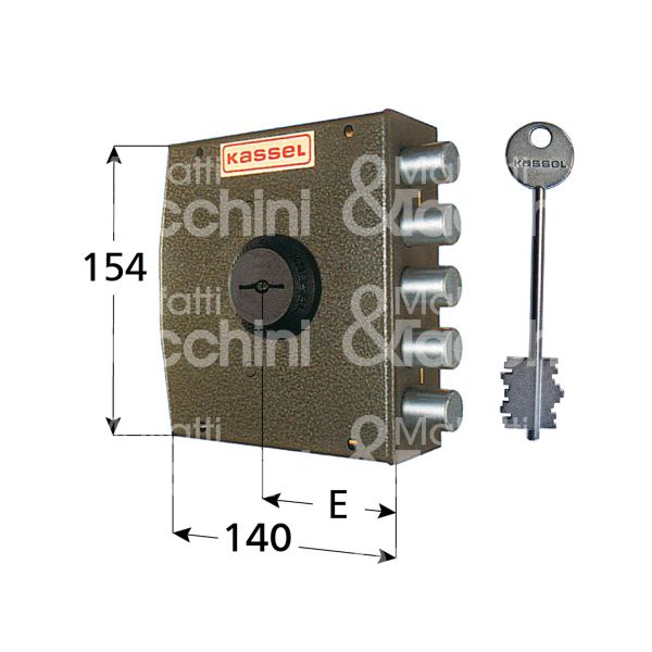 Kassel 1101 serratura applicare doppia mappa laterale e 65 dx 5 catenacci int. cat. 28