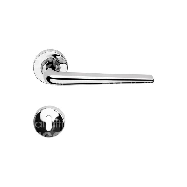 Linea cali' 479rb101cs coppia maniglia con rosetta brixia zincral zama cromo satinato foro patent quadro mm 8 Ø rosetta mm 45 con molla