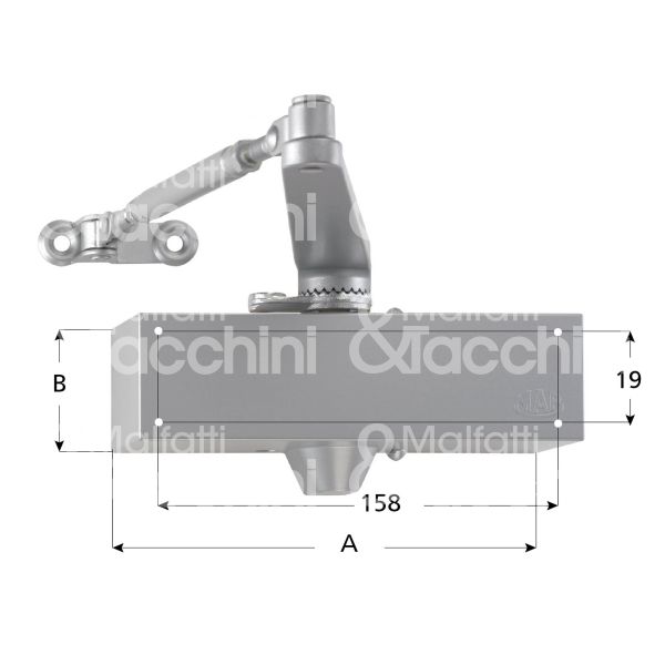 Mab 564nf chiudiporta aereodinamico a compasso 564 nero forza 2÷5 con fermo portata kg max 40÷100