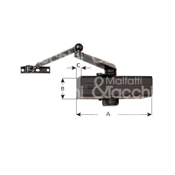 Mab 564plusoro chiudiporta aereodinamico a compasso dc 564 plus oro forza 2÷5 con fermo portata kg max 40÷100