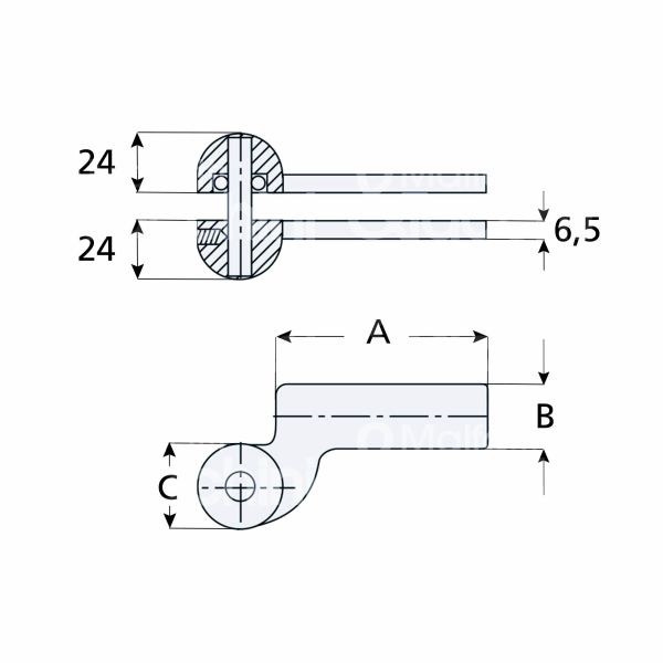 Mab ac7 perno superiore ottone portata kg max 100 kg