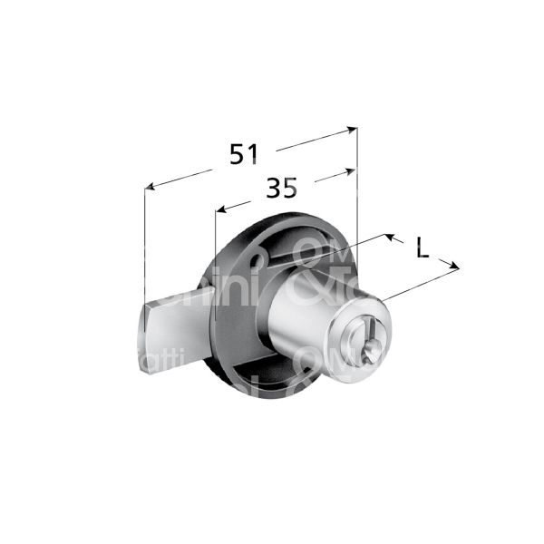 Meroni 2131ma serratura per anta a catenaccio Ø 16,5 lunghezza mm 20 ambidestra chiave piatta kd rotazione 360° 2 estrazione marrone