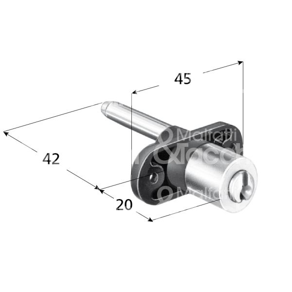 Meroni 2133ne serratura per cassetto con perno Ø 16,5 lunghezza mm 20 ambidestra chiave piatta kd rotazione 360° 2 estrazione nero