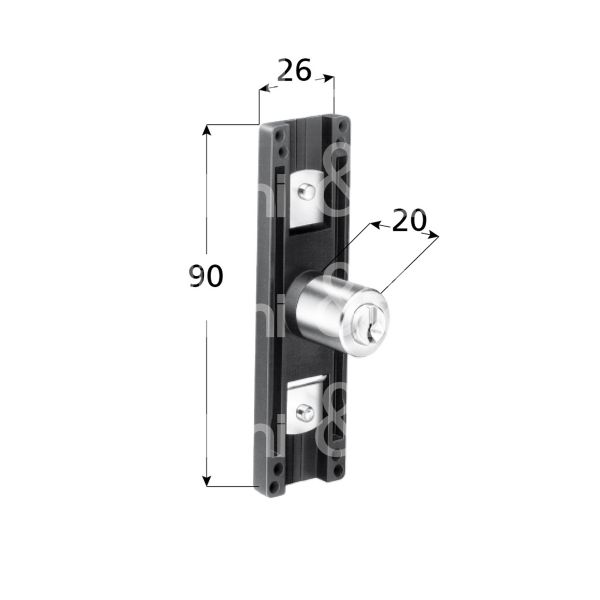 Meroni 2171ne serratura per anta a stringa Ø 16,5 lunghezza mm 20 ambidestra chiave piatta kd rotazione 360° 2 estrazione nero