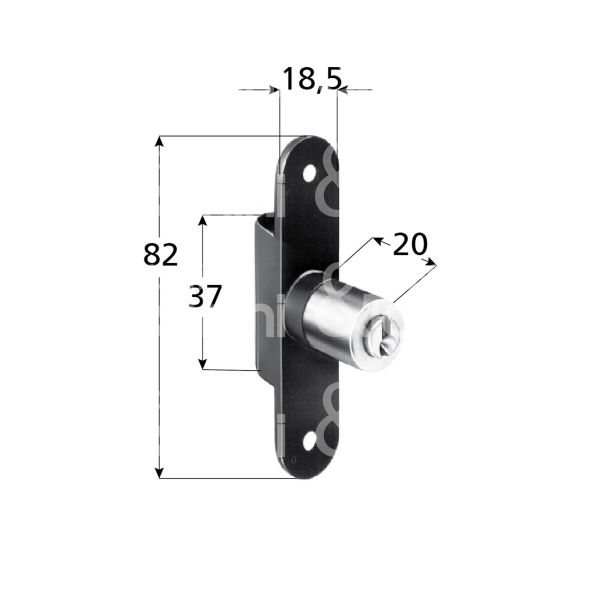 Meroni 2177ne serratura per anta aste rotanti Ø 16,5 lunghezza mm 20 ambidestra chiave piatta kd rotazione 360° 2 estrazione nero