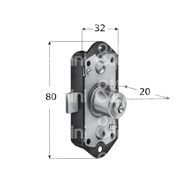 Meroni 2193ma serratura per anta aste rotanti Ø 16,5 lunghezza mm 20 ambidestra chiave piatta kd rotazione 360° 2 estrazione marrone