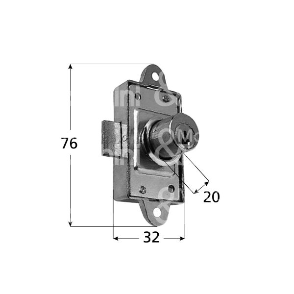 Meroni 2a85n serratura per anta aste rotanti Ø 17 lunghezza mm 20 ambidestra chiave piatta kd rotazione 360° 2 estrazione nichelato