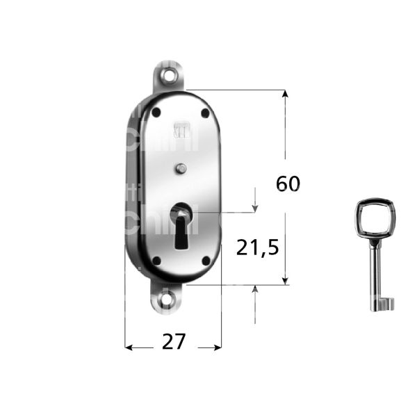 Meroni 67cc serratura per anta a stringa Ø 20 dx chiave mappa rotazione 360° 2 estrazione