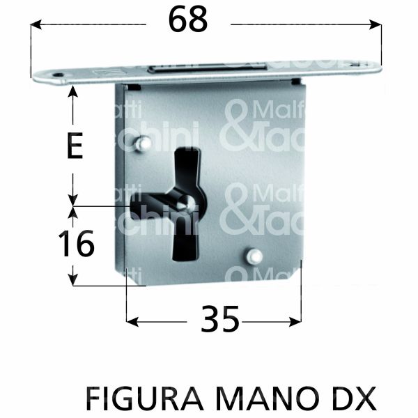 Meroni perfect20d serratura per anta/cass. da infilare e 20 dx chiave a mappa rotazione 360° estrazione