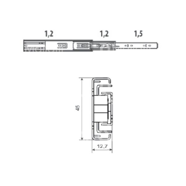 Metal group mg39765 coppia guida sfera cassetto art. mg39765 ferro zincato portata cp kg 45 estrazione totale ammortizzata a mm 300