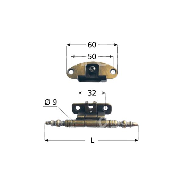 Metal group mg42576 cerniera per mobili a zancata barocco art. mg42576 zama bronzato ingombro mm 105