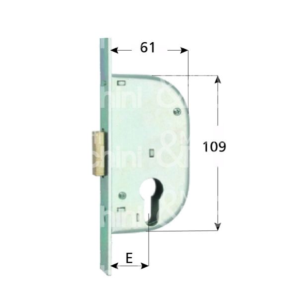 Mg 128320 serratura per cancello impennata solo catenaccio e 32 ambidestra cilindro sagomato 2 mandate