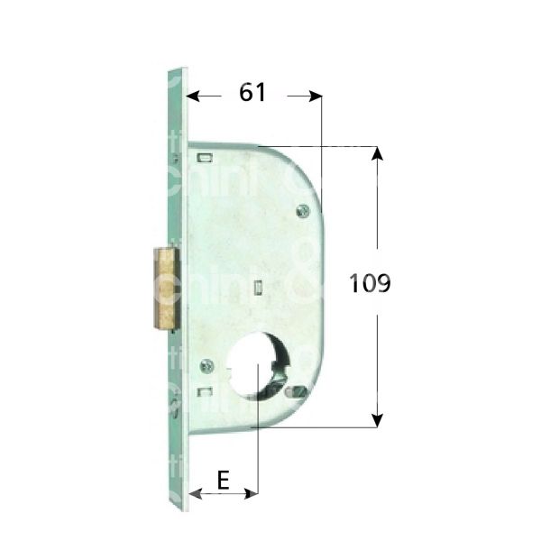 Mg 129322 serratura per cancello impennata solo catenaccio e 32 ambidestra cilindro tondo Ø 22 2 mandate