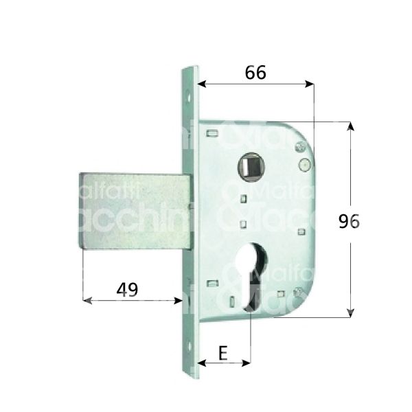 Mg 133500 serratura per cancello impennata scrocco con mandata e 50 ambidestra cilindro sagomato 1 mandate