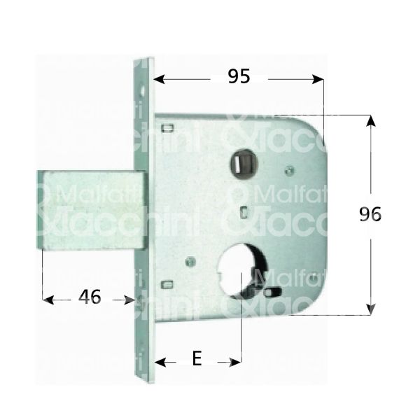 Mg 134500 serratura per cancello impennata scrocco con mandata e 50 ambidestra cilindro tondo Ø 26 1 mandate