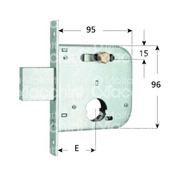 Mg 139500 serratura per cancello impennata scrocco con mandata e 50 ambidestra cilindro tondo Ø 26 2 mandate