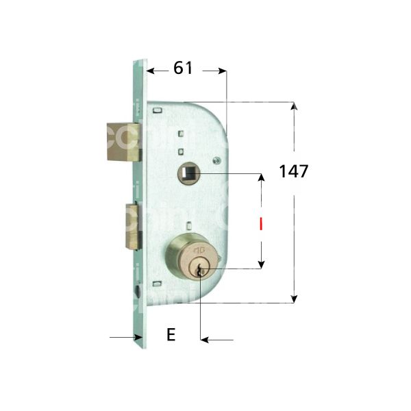 Mg 147320 serratura per cancello impennata scrocco piÙ catenaccio e 32 ambidestra cilindro tondo fisso 2 mandate