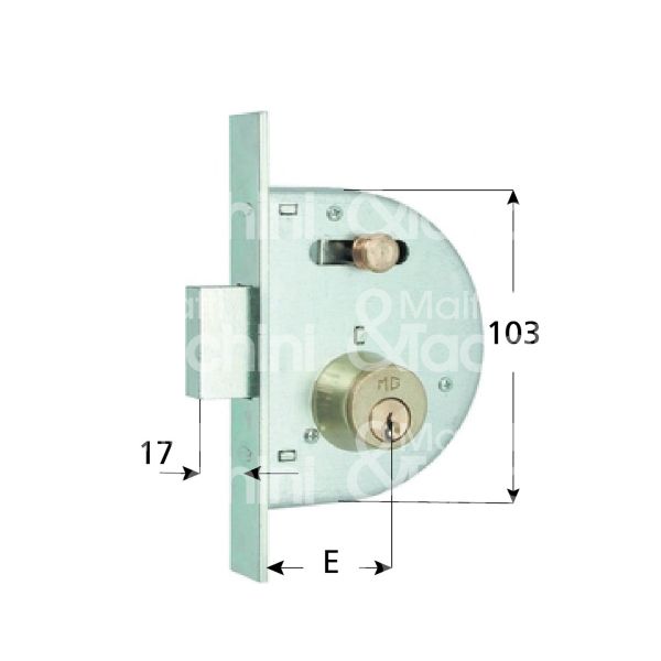 Mg 255350 serratura per cancello impennata scrocco con mandata e 35 ambidestra cilindro tondo fisso 1 mandate