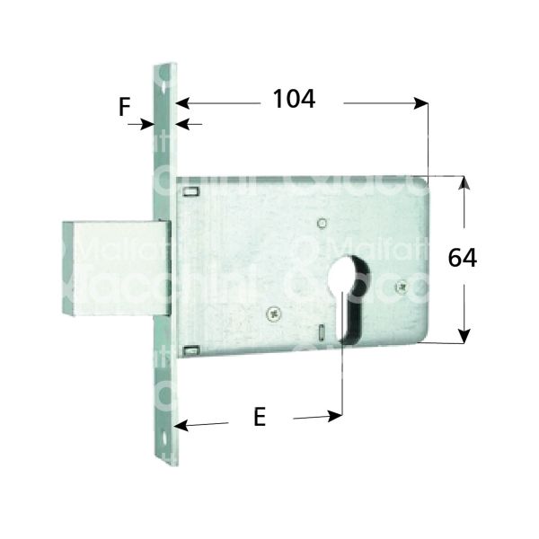 Mg 282700 serratura infilare per fasce 2 mandate cilindro sagomato 70 laterale solo catenaccio