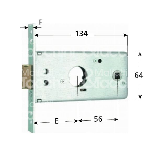 Mg 288600 serratura infilare per fasce 1 mandate cilindro tondo Ø 26 60 laterale scrocco con mandata