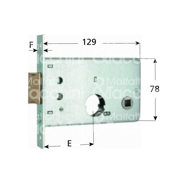 Mg 313550 serratura infilare per fasce 1 mandate cilindro tondo Ø 26 55 laterale scrocco con mandata