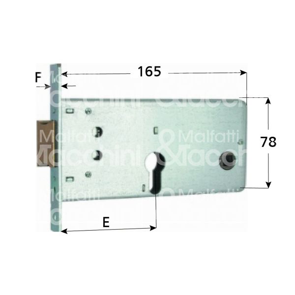 Mg 316800 serratura infilare per fasce 2 mandate cilindro sagomato 80 laterale scrocco con mandata