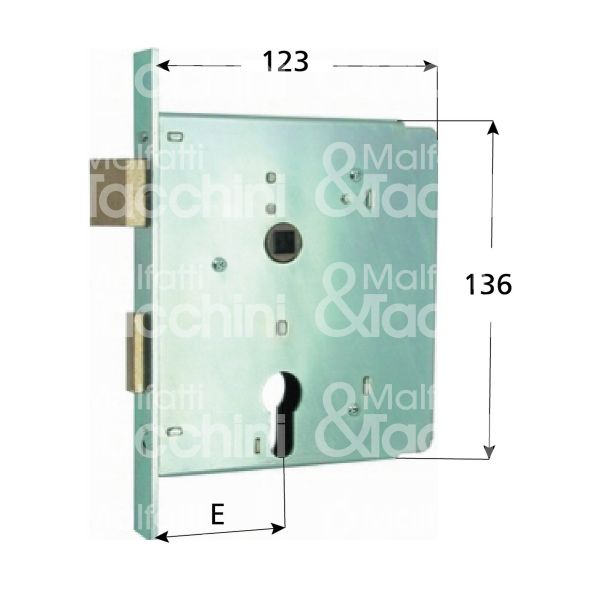Mg 344550 serratura per cancello da infilare scrocco piÙ catenaccio e 55 ambidestra cilindro sagomato 2 mandate