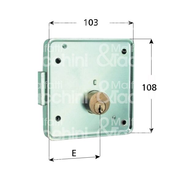 Mg 425551 serratura per cancello da applicare solo catenaccio e 55 dx cilindro tondo fisso 2 mandate