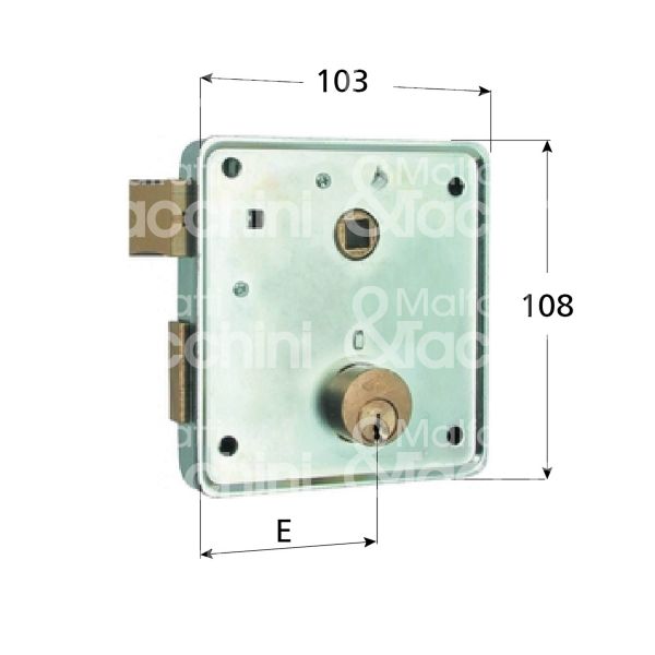 Mg 435551 serratura per cancello da applicare scrocco piÙ catenaccio e 55 dx cilindro tondo fisso 2 mandate