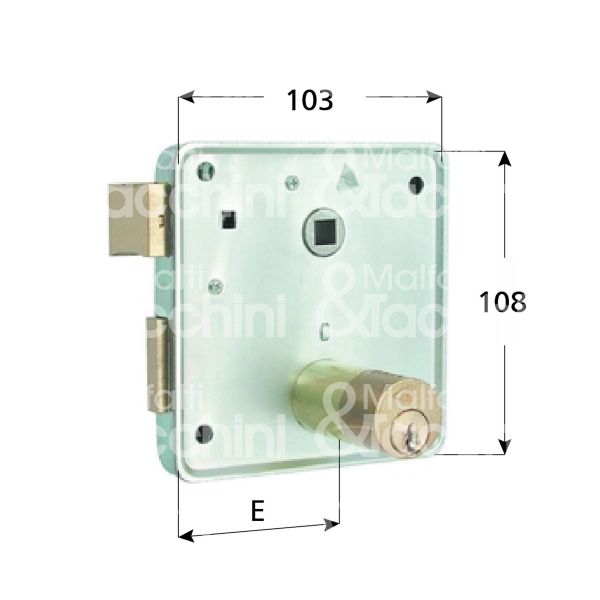 Mg 436551 serratura per cancello da applicare scrocco piÙ catenaccio e 55 dx cilindro tondo Ø25 x 50 2 mandate