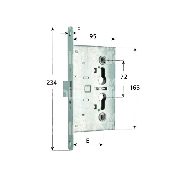 Mg 480654 serratura solo scrocco per porte tagliafuoco e 65 quadro 9 ambidestra