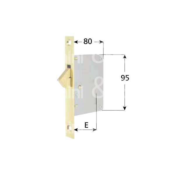 Mg 551700 serratura infilare a gancio rientrante e 70 ambidestra per porte interne ottone lucido foro patent