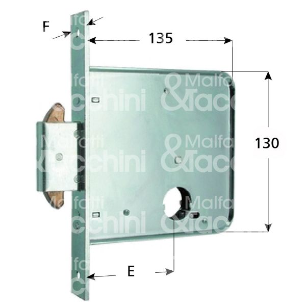 Mg 572810 serratura infilare a gancio doppio e 81 ambidestra per cancello zincato foro cilindro tondo Ø26