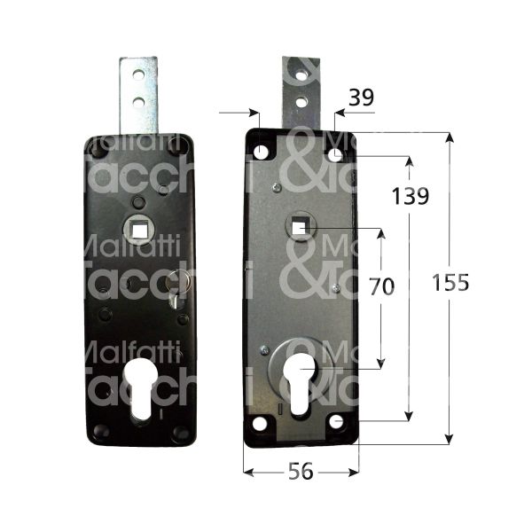 Mg 610000 serratura per basculante a 1 punto di chiusura foro sagomato /