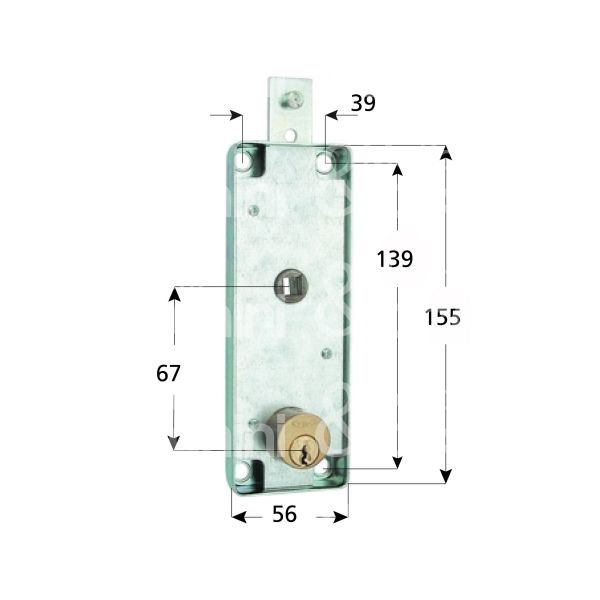 Mg 611130 serratura per basculante a 1 punto di chiusura foro tondo / chiave piatta cifratura kd