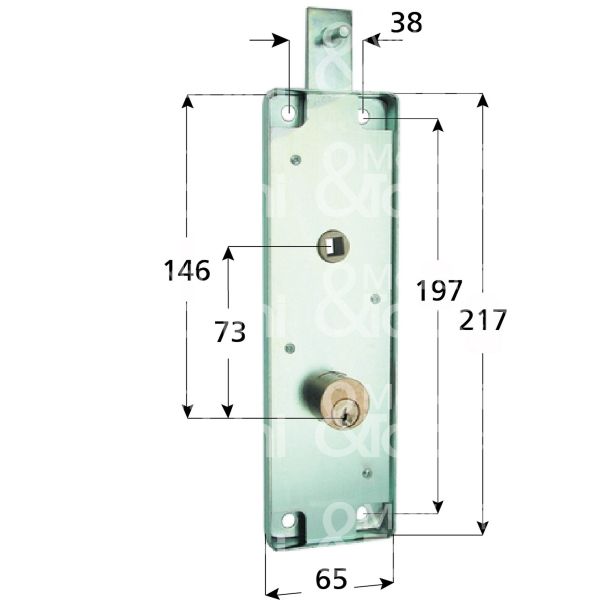 Mg 612140 serratura per basculante a 1 punto di chiusura foro tondo / chiave piatta cifratura kd