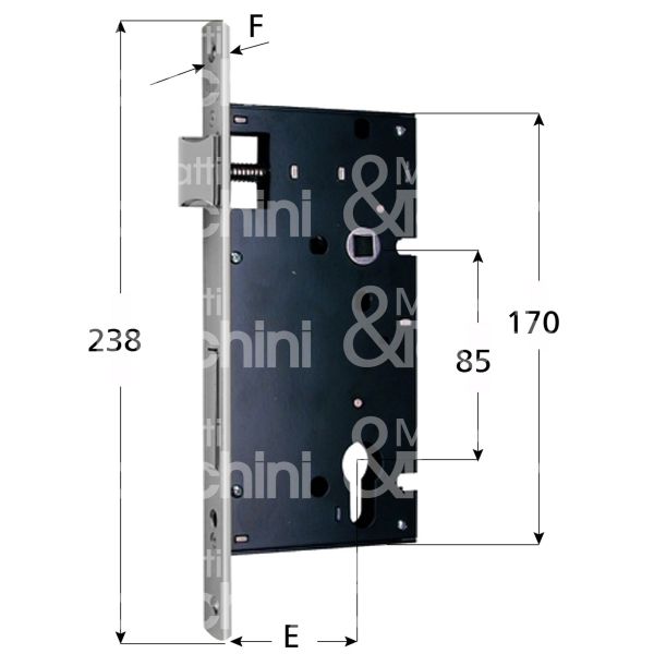 Mg 740451an serratura patent bordo tondo e 45 int. man. 85 scrocco piÙ catenaccio nichelato