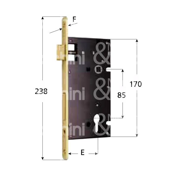 Mg 740501 serratura patent bordo tondo e 50 int. man. 85 scrocco piÙ catenaccio ottonata