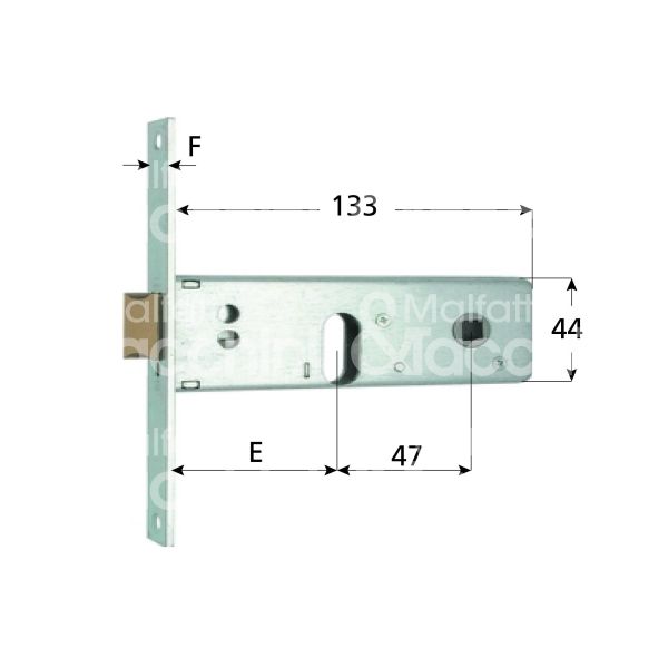 Mg 800601 serratura infilare per fasce 2 mandate cilindro ovale 60 laterale scrocco con mandata