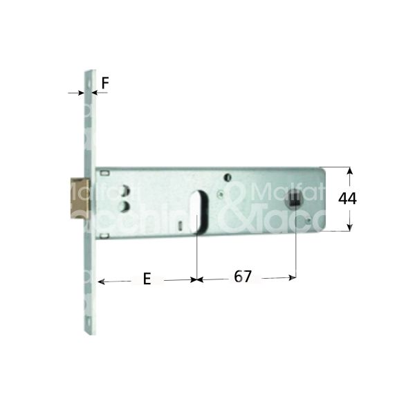 Mg 802701 serratura infilare per fasce 2 mandate cilindro ovale 70 laterale scrocco con mandata