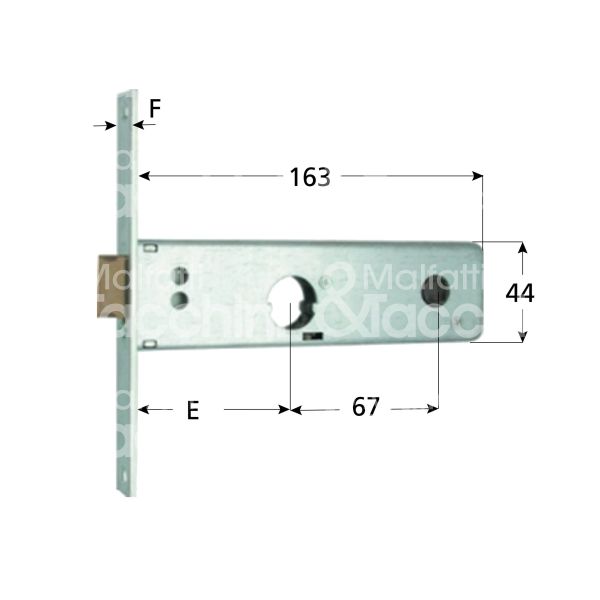 Mg 803701 serratura infilare per fasce 2 mandate cilindro tondo Ø 22 70 laterale scrocco con mandata