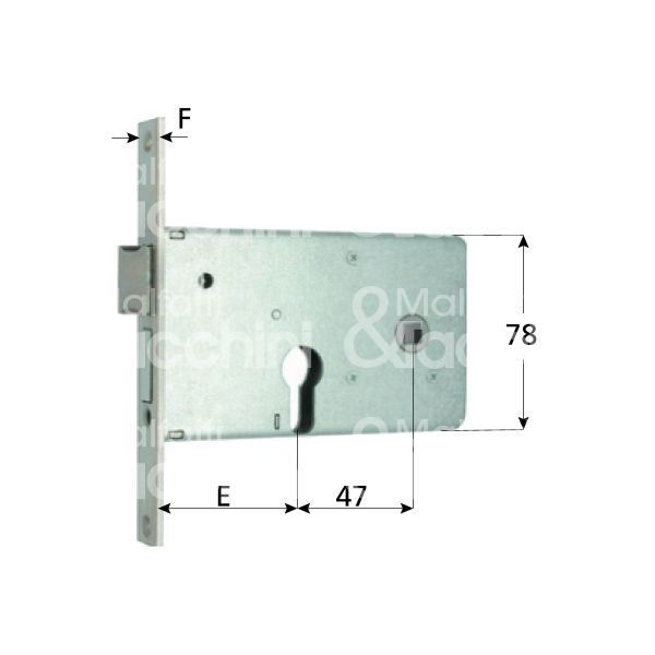 Mg 812601 serratura infilare per fasce 2 mandate cilindro sagomato 60 laterale catenaccio piÙ scrocco