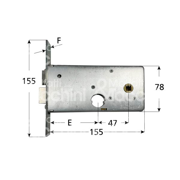 Mg 815801 serratura infilare per fasce 2 mandate cilindro tondo 80 laterale catenaccio piÙ scrocco