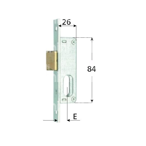 Mg 904141 serratura per montanti laterale solo scrocco e 14 foro ovale ambidestra