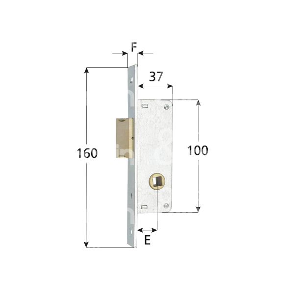 Mg 921220 serratura per montanti laterale solo scrocco e 22 foro quadro 8 ambidestra
