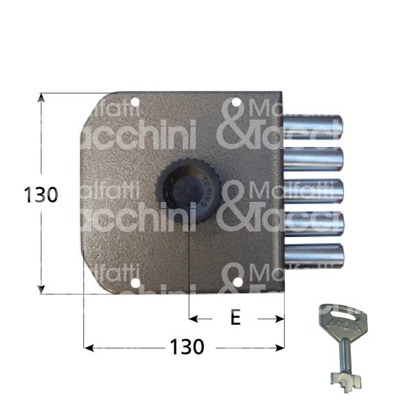 Moia 0421sx serratura applicare pompa Ø 30 laterale e 60 5 catenacci int. fiss. 65 x 115