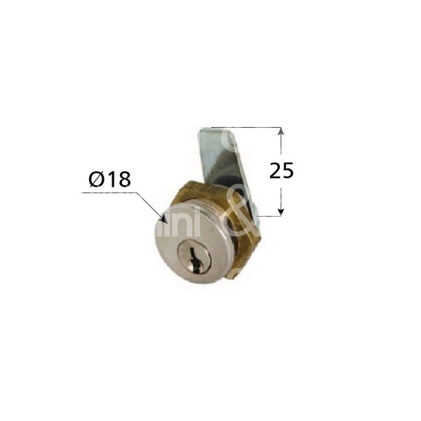 Moia 100400 serratura universale a leva Ø 18 lunghezza mm 13 ambidestra chiave piatta kd rotazione 90° dx 1 estrazione nichelato